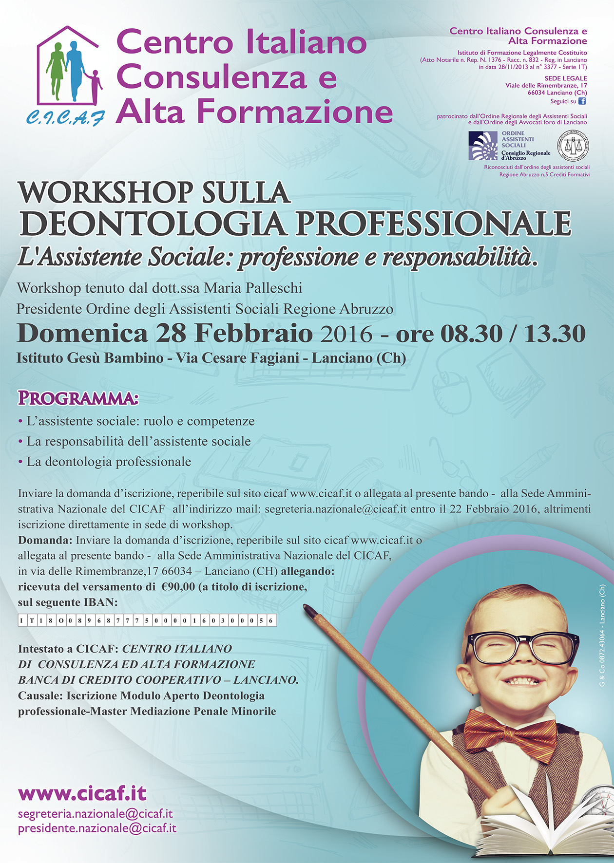 Domenica 28 Workshop sulla deontologia professionale