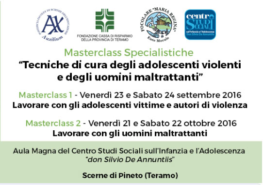 Masterclass Specialistiche Tecniche di cura degli adolescenti violenti e degli uomini maltrattanti