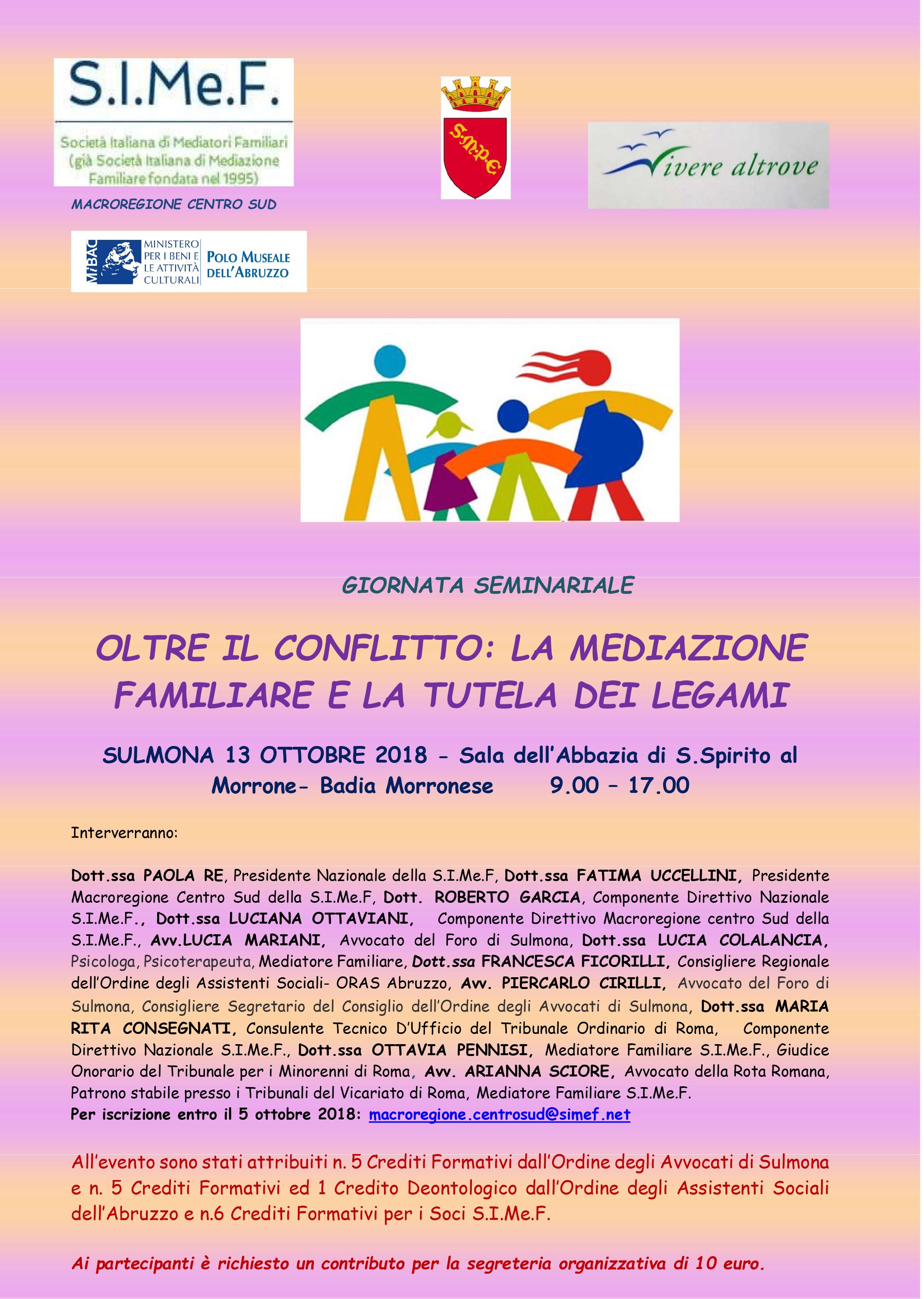 Giornata Seminariale a Sulmona il 13 ottobre