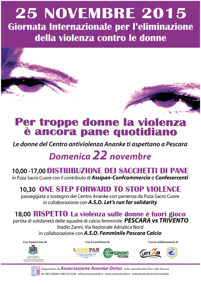 25 Novembre - Giornata per l'eliminazione della violenza contro le donne